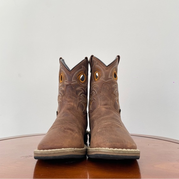 Dan Post Children's Storm's Eye Jr Brown Square Toe Cowboy Boots - Picture 2 of 8